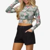 Crest Crop Long Sleeve Surf Shirt UPF 40