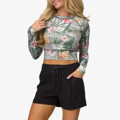Crest Crop Long Sleeve Surf Shirt UPF 40