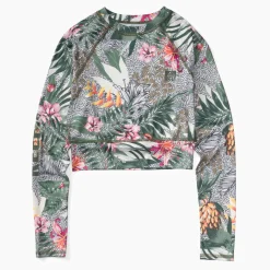 Crest Crop Long Sleeve Surf Shirt UPF 40